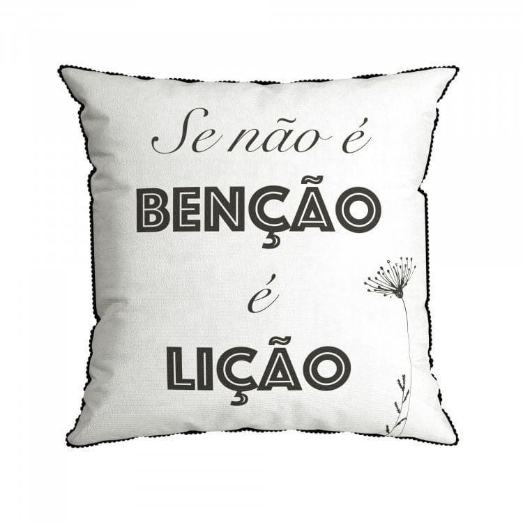 Capa para Almofada com Mini Grelot 43x43cm Dolce Belchior Bege/Cinza/Preto/Branco