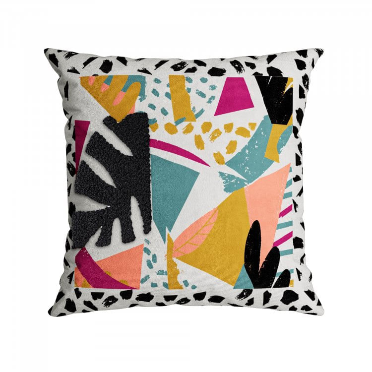 Capa para Almofada com Bordado 50x50cm Velveteen Belchior Azul/Colorido