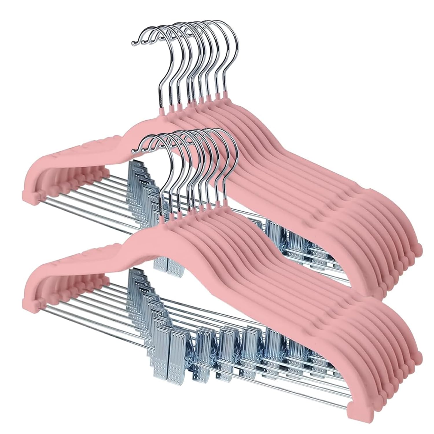 Pants Hangers Stormix, Pacote Com 24, Cabide De Veludo Com Clipes Rosa