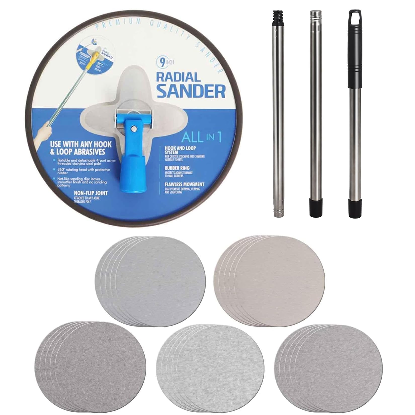 Radial Pole Sander Poweka De 9 Polegadas Para Paredes De Gesso E Tetos