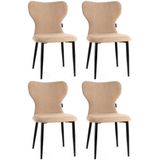 Kit 4 Cadeiras De Jantar Estofada Veludo Design Jacobsen - Bege