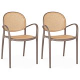 Kit 2 Cadeiras De Jantar Roma Com Braço Para Sala E Cozinha - Marrom Claro