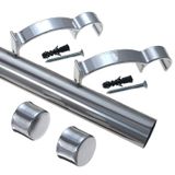 Kit Varão De Cortina Valencia 19mm 1,5m Tampa Couselo Cromado
