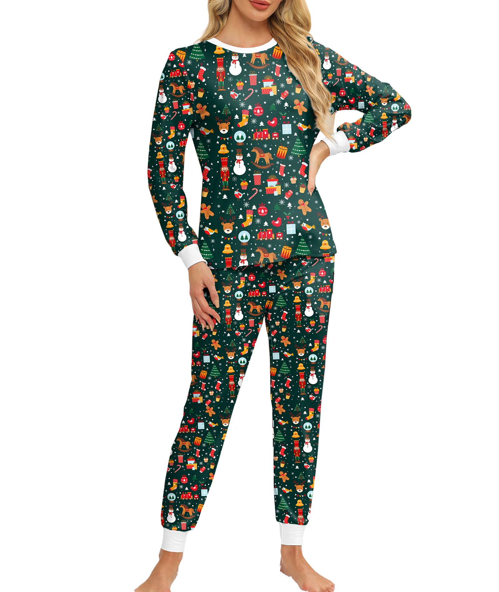 Conjunto De Pijama Feminino Opemiby, Blusa De Manga Comprida Com Calça De Corrida