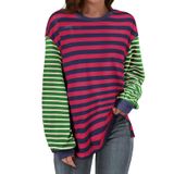 Camisa Túnica Blencot Feminina Casual Y2k, Manga Comprida, Listrada Rosa