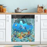 Capa Magnética Para Lava-louças Qugrl 3d Undersea Dolphins 58,42x66,04cm
