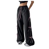 Calça De Moletom Soly Hux Parachute Y2k Feminina Preta/rosa S