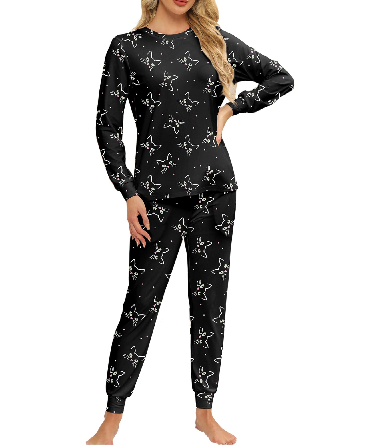 Conjunto De Pijama Feminino Opemiby, Blusa De Manga Comprida Com Calça De Corrida Gg