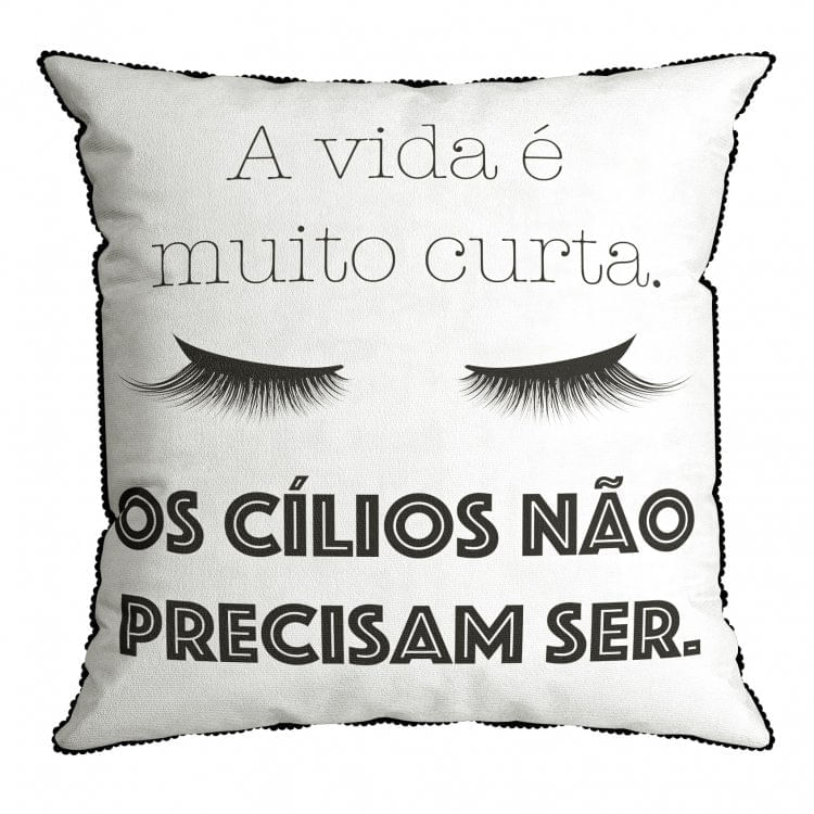 Capa para Almofada com Mini Grelot 43cm x 43cm 063 Dolce Belchior Preto e Branco