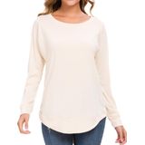 Blusa Túnica Weiyan, Camisetas Femininas De Manga Comprida, Bege
