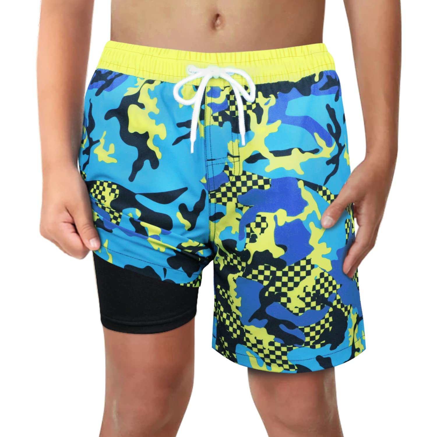 Calção De Banho Lucowee Toddler Boys Camo Com Forro De Cueca Boxer 5t