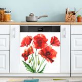Capa Magnética Para Lava-louças Qugrl Poppy Flower Watercolor 58,42x66,04cm