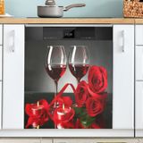 Tampa Magnética Para Máquina De Lavar Louça Exnundod Red Wine Rose 58,42x66,04cm