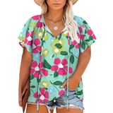 Blusa Feminina Eytino, Tamanho Grande, Casual, Boho, Floral, Decote Em V, 5x