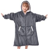 Cobertor Vestível Com Capuz Joywoo Kids Sherpa Grey Com Bolso