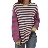 Camisa Feminina Blencot 2025 Listrada De Manga Comprida De Tamanho Grande