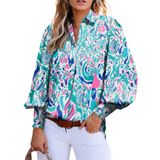 Blusa Feminina Elegante De Tamanho Grande Com Decote Em V Azul Celeste