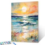 Kit De Pintura Por Número Tucocoo Sea Sunset Beach View 40x50cm