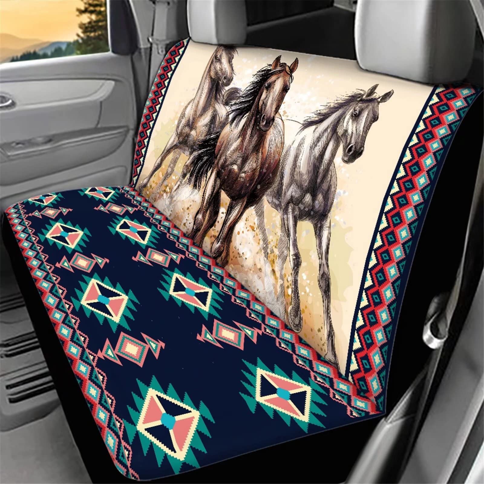 Capa De Assento Wellflyhom Western Horse Car Para Caminhão Universal