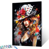 Kit Paint By Numbers Tucocoo Poker Woman Wear, Chapéu 40x50cm