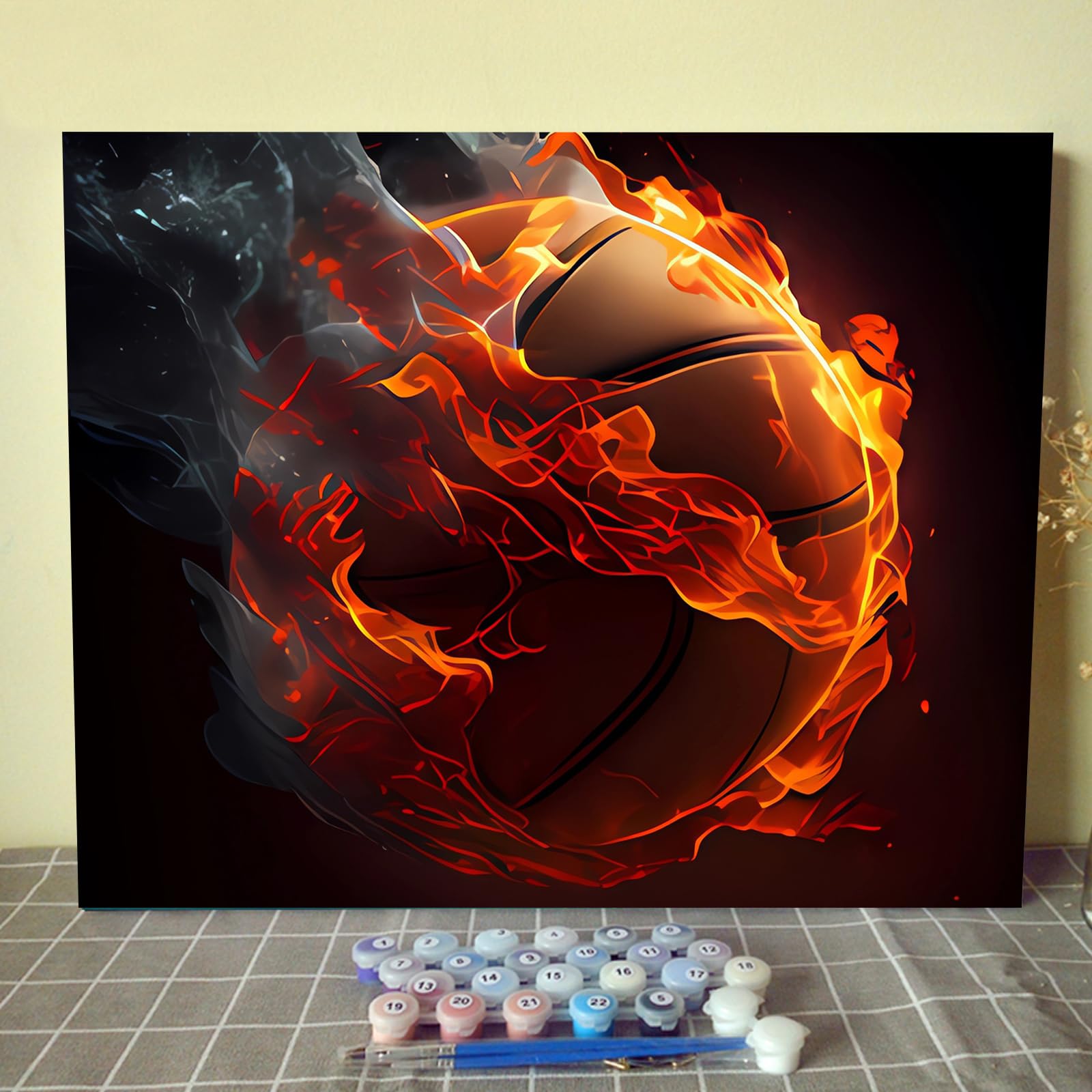 Kit Paint By Numbers Aihonmin Basketball Fire Acrylic Adult