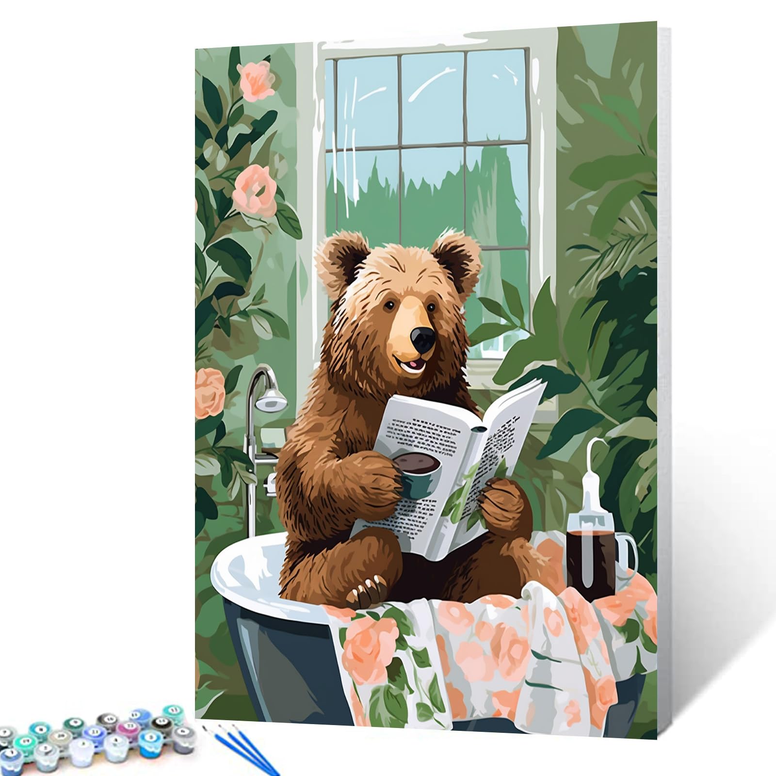 Paint By Numbers Tucocoo Bear Lendo Livro Na Banheira
