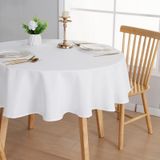 Toalha De Mesa Jiuzhen Faux Linen Branca 200cm Redonda Para Jantar
