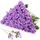 Buquê De Flores Artificiais Hoemwarm Silk Purple Rose X36