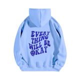 Moletom Soly Hux Feminino Com Capuz Estampado De Grandes Dimensões Azul