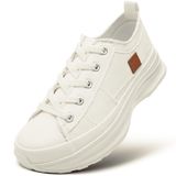 Tênis De Plataforma Zgr Femininos De Lona Branca, Casuais, Us8