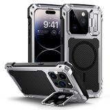 Capa Lanhiem Metal Com Suporte E Vidro Para Iphone 14 Pro Prateada