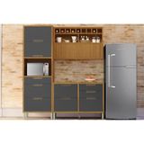 Cozinha Modulada Completa Imperatriz 3 Peças 1 Aéreo + Balcão + 1 Paneleiro C6p43 Freijó Grafite