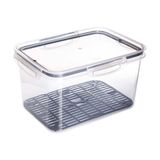 Pote Alimentos Mantimentos Comida Organizador Hermético Com Trava E Escorredor 4l Transparente Preto
