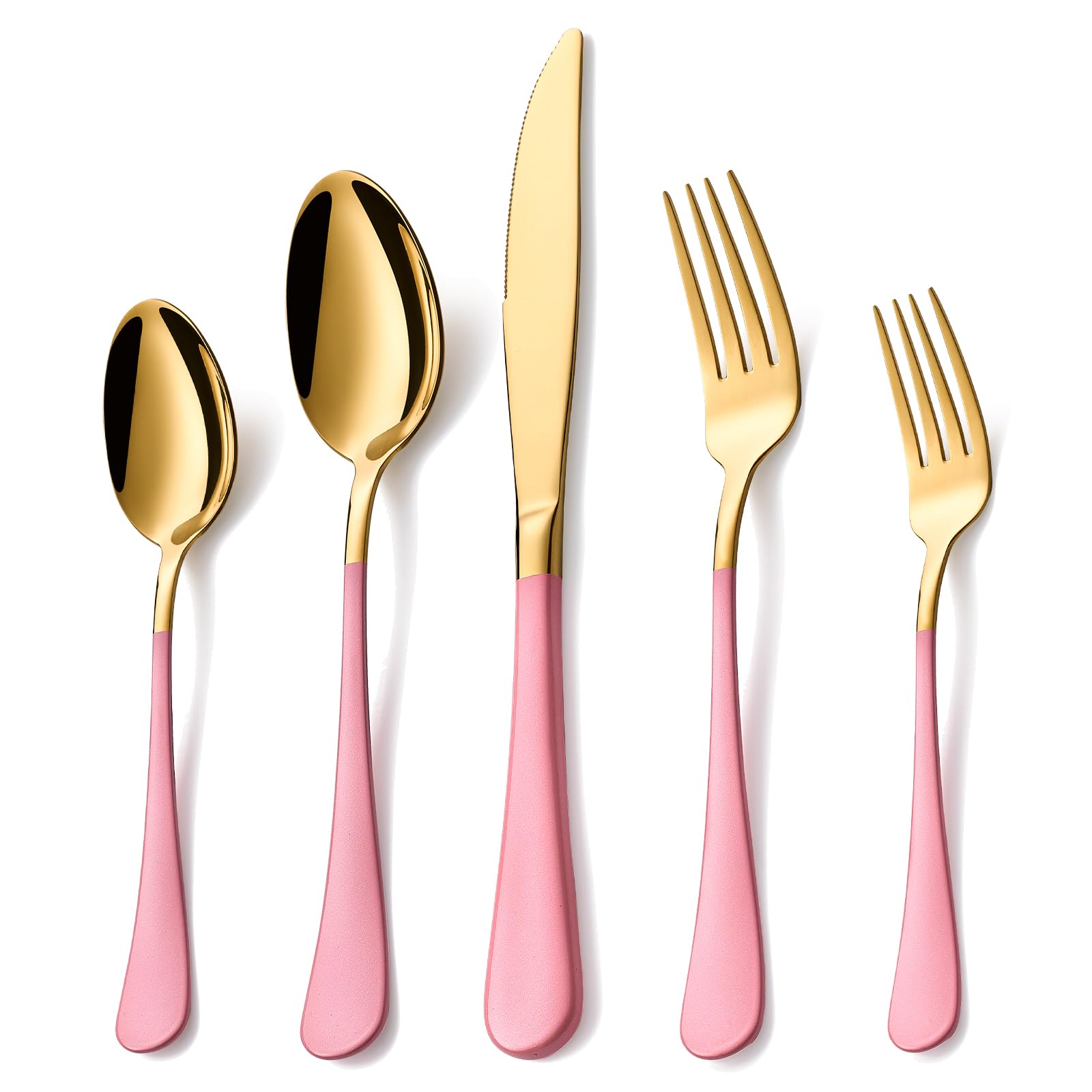 Conjunto De Talheres E Utensílios Lekoton Gold/pink 18/0 Em Aço Inoxidável, 20 Unidades