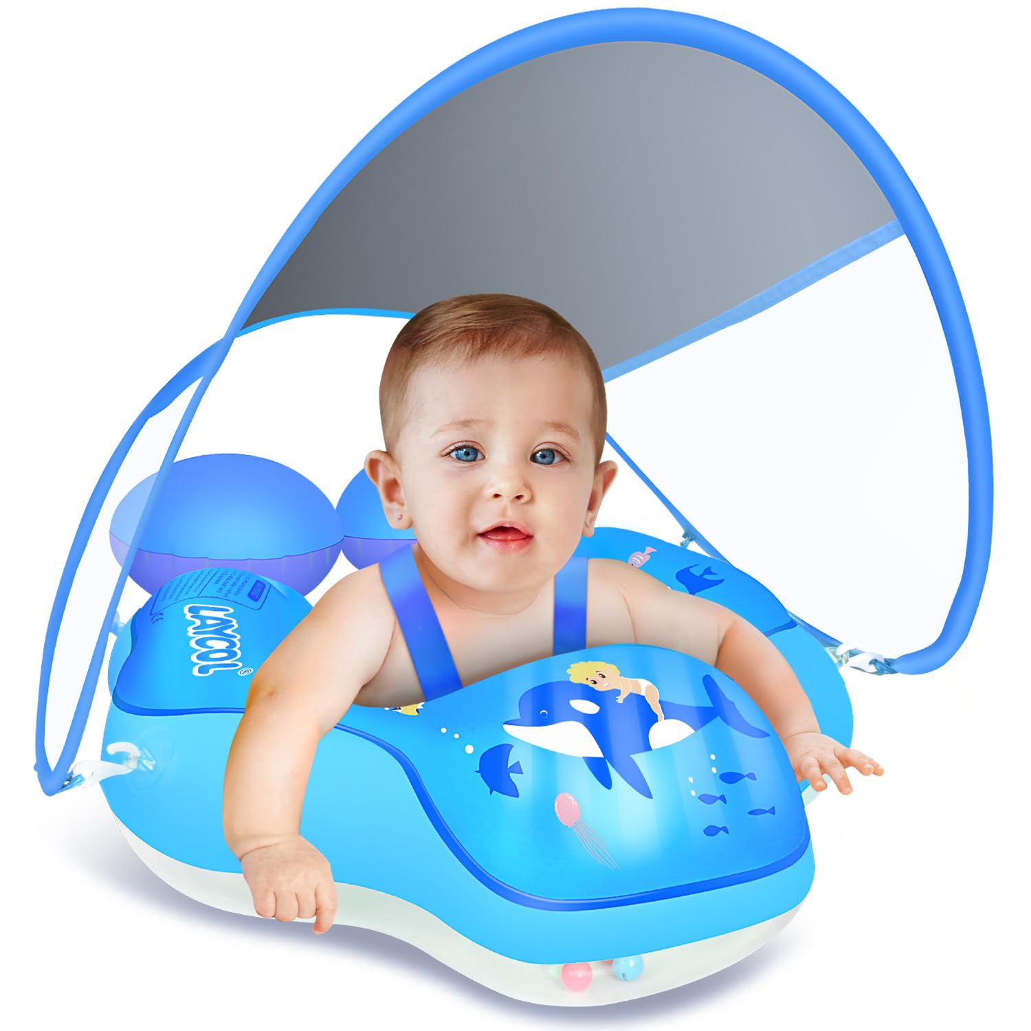 Baby Pool Float Laycol Com Cobertura Solar Upf50+ De 3 A 36 Meses
