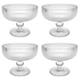 Taça De Sobremesa De Vidro Choold Vintage Strips Em Relevo De 270 Ml, Conjunto De 4
