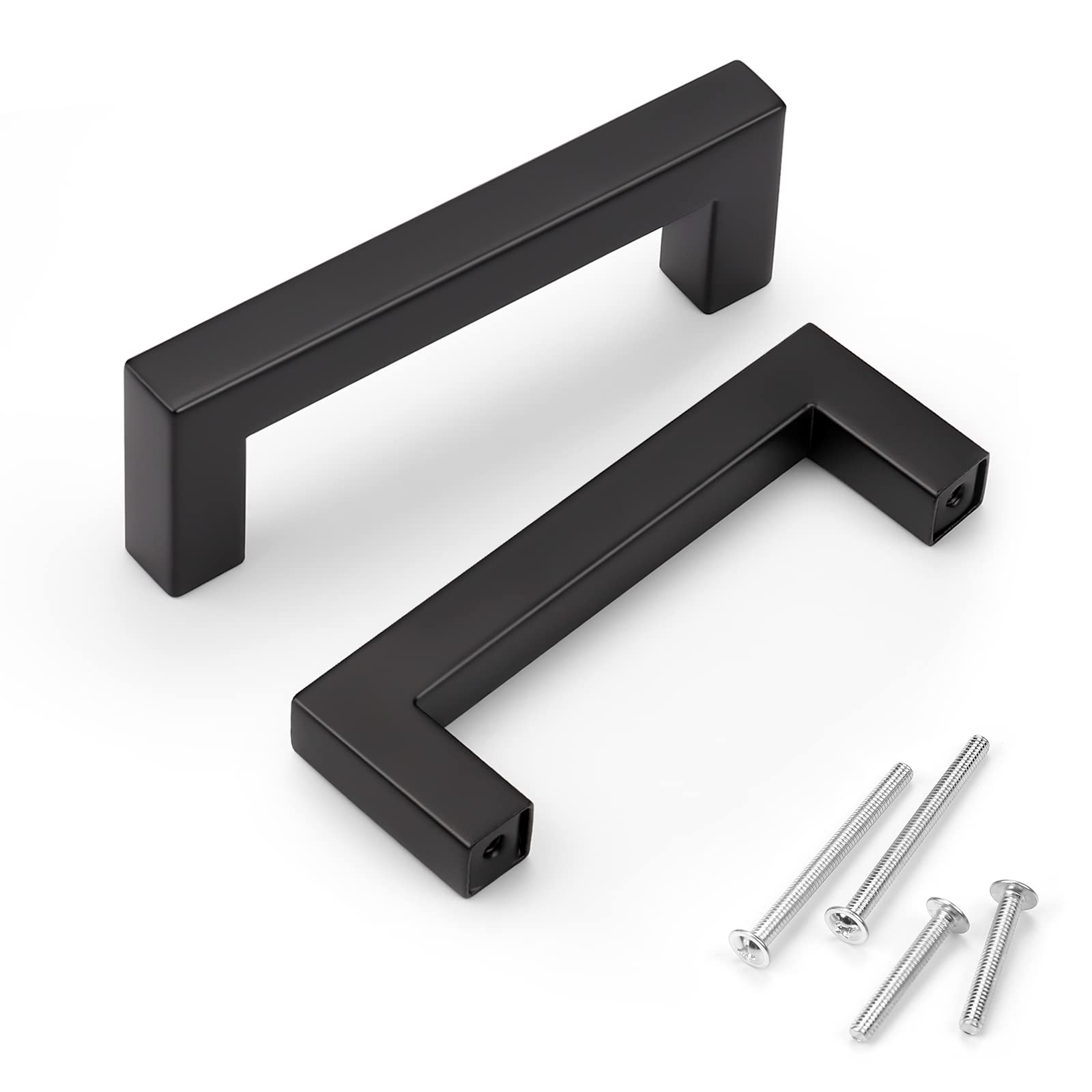 Cabinet Pulls Knobwell Em Aço Inoxidável Preto De 3,5 Polegadas, Pacote Com 15