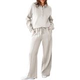 Roupas De 2 Peças, Moletom Feminino Aleumdr, Cinza Claro, Algodão