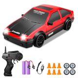 Carro Rc Drift Yuan Plan Escala 1:24 15 Km/h 4wd Com 2 Baterias Vermelhas
