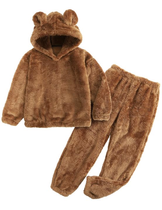 Conjunto De Calças Flygo Girls Crop Hoodie Bear Ear Sweatshirt 5-6y