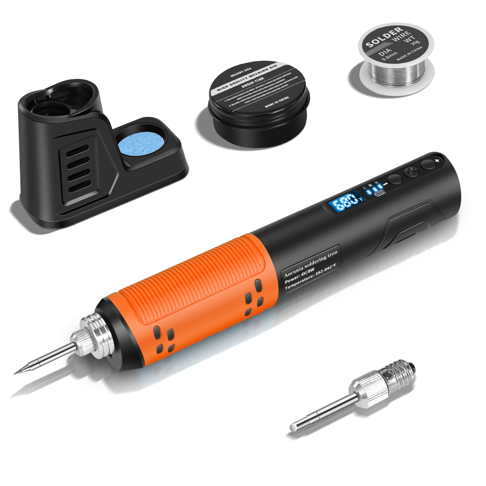 Kit De Ferro De Soldar Aucanla Sem Fio Portátil Com Led 200-450°c