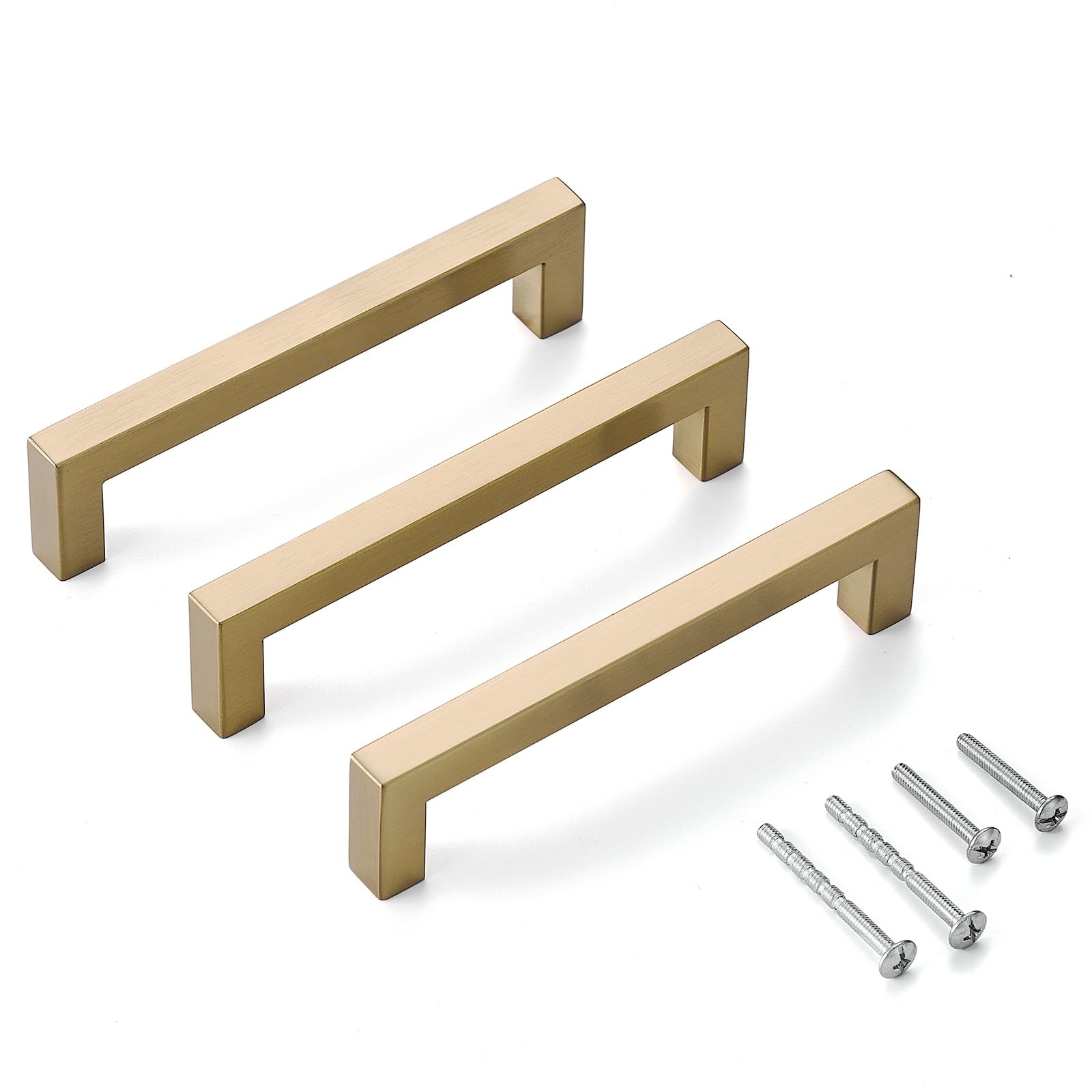 Cabinet Pulls Aibeli Champagne Em Aço Inoxidável De 12,8 Cm, Pacote Com 10