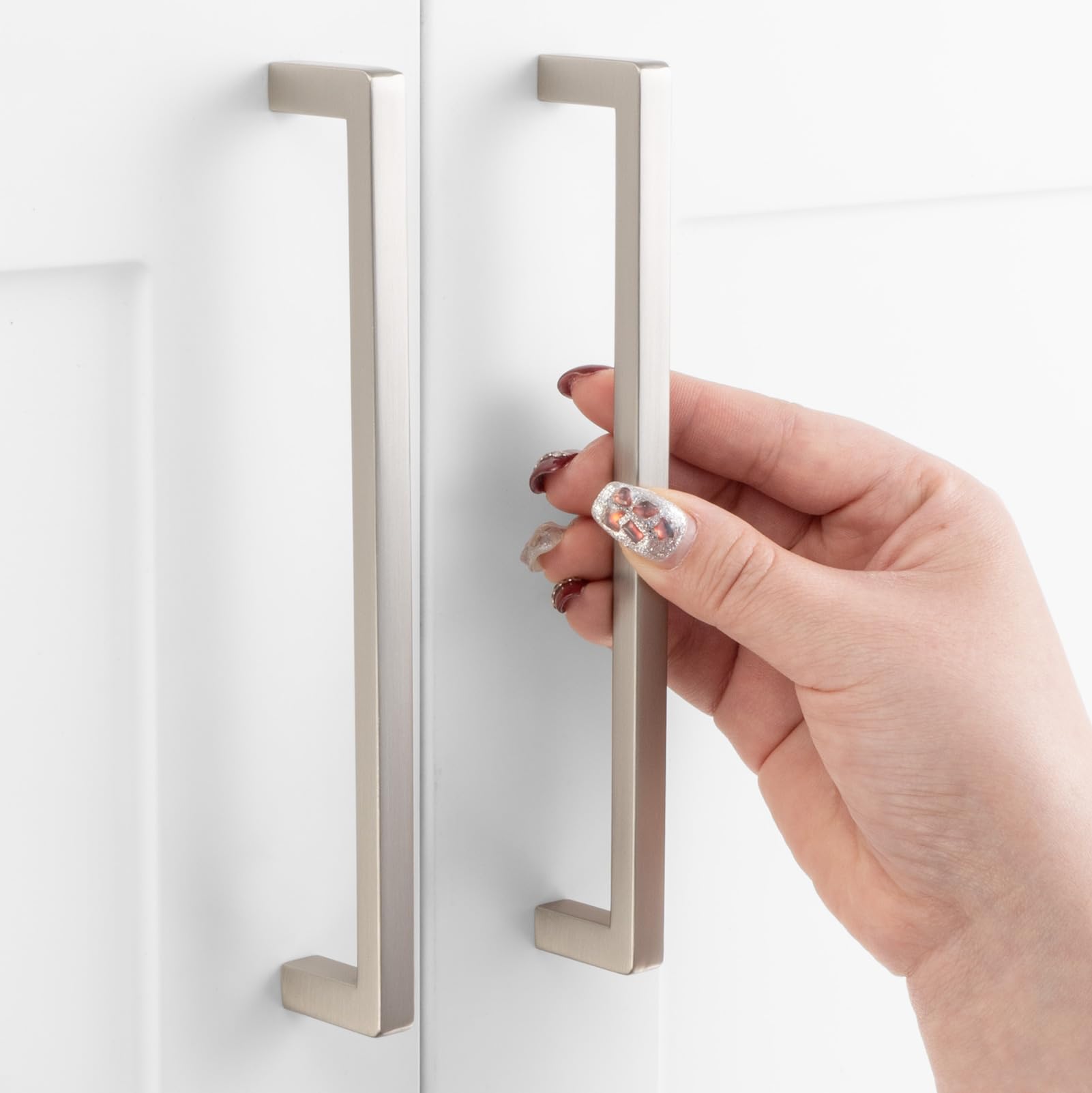 Barra Quadrada De Níquel Escovado Askano Zp2401 Com Alça De Tração De Gabinete