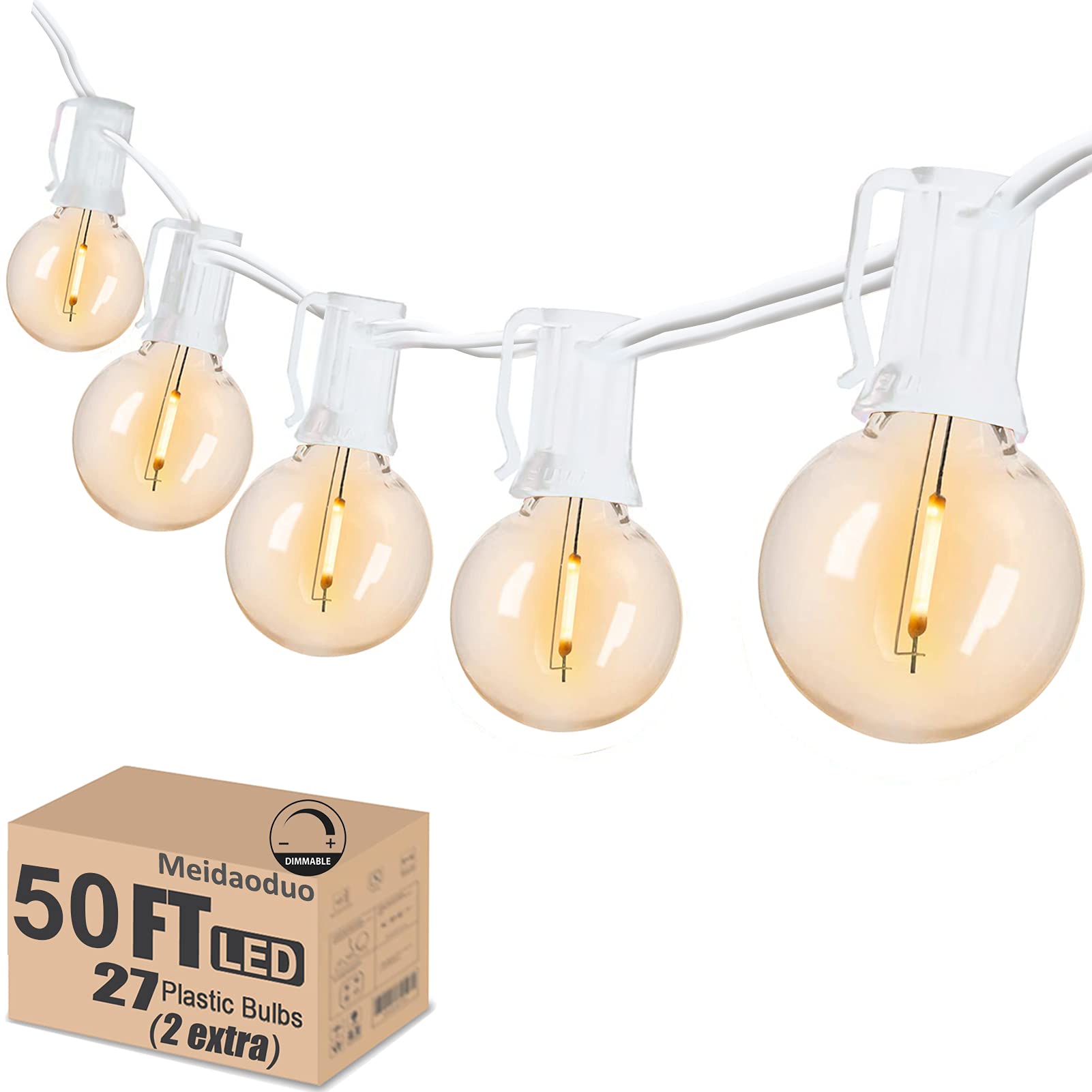 Outdoor Globe String Lights Meidaoduo White G40 27 Bulbs