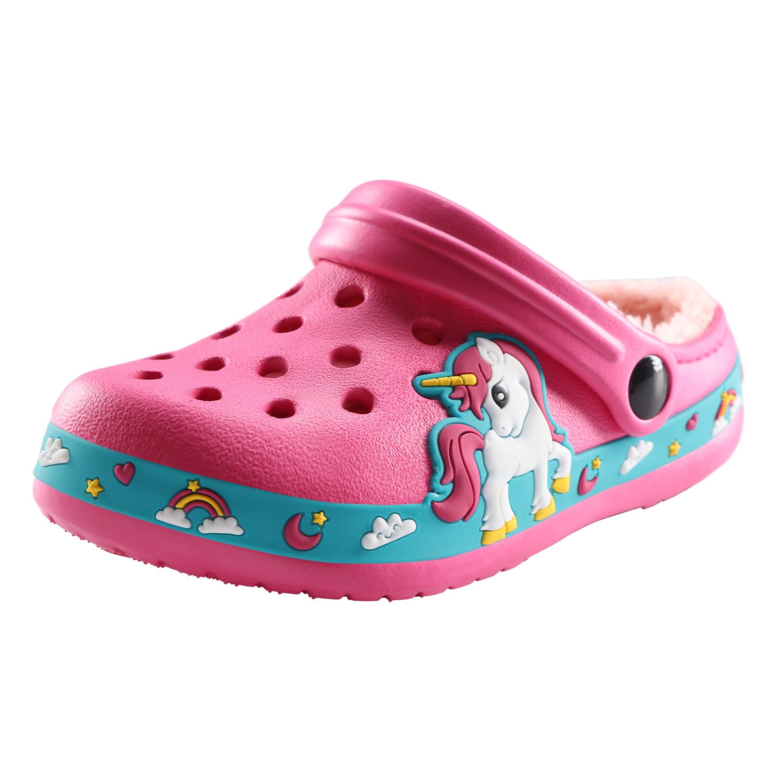 Chinelo Lykfcbf, Tamancos Forrados De Pele Para Crianças, Rosa De Inverno, Tamanho 28