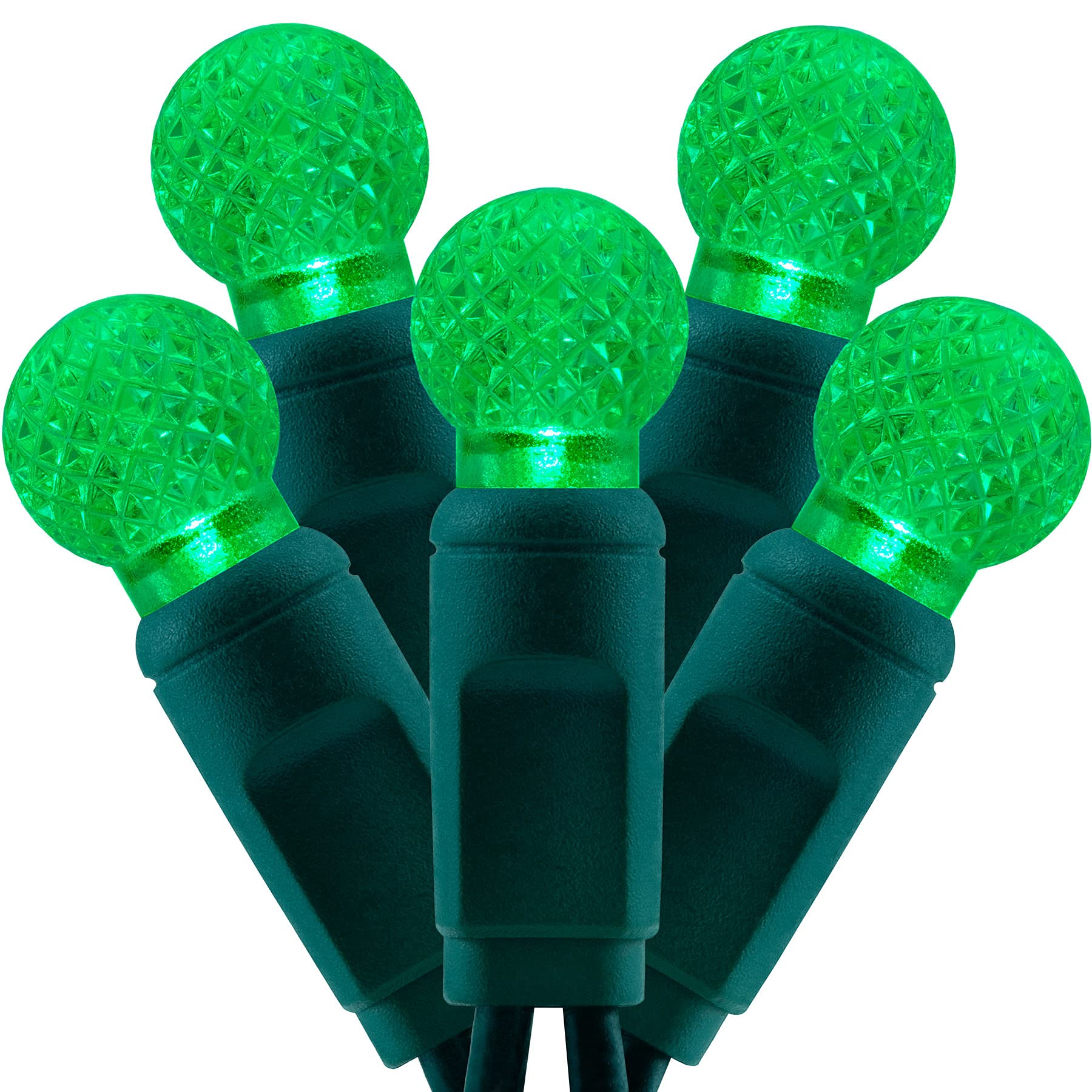Luzes De Natal Yuletime Green G12 Led 48 Pés 140 Unidades 2 Fios