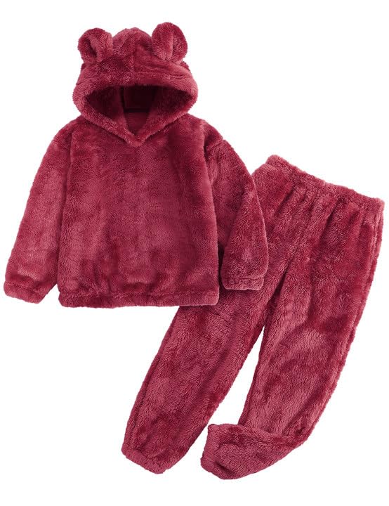 Conjunto De Calças Flygo Girls Crop Hoodie Bear Sweatshirt Vermelho 7-8y