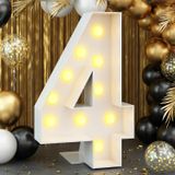 Marquee Number 4 White Light 120 Cm Para Festa De 4º Aniversário