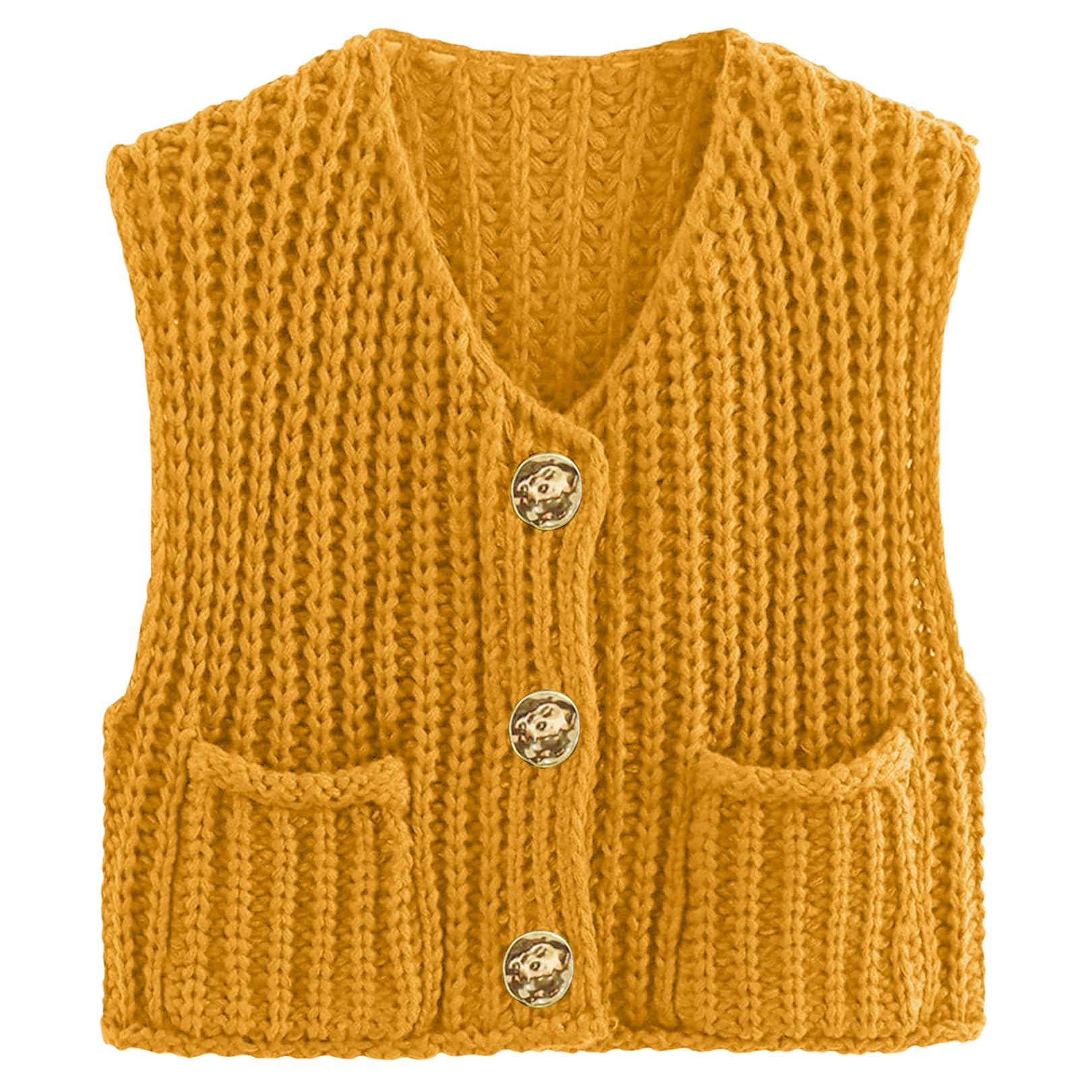 Suéter Vest Flygo Chunky Crochet Button Cardigan Para Mulheres