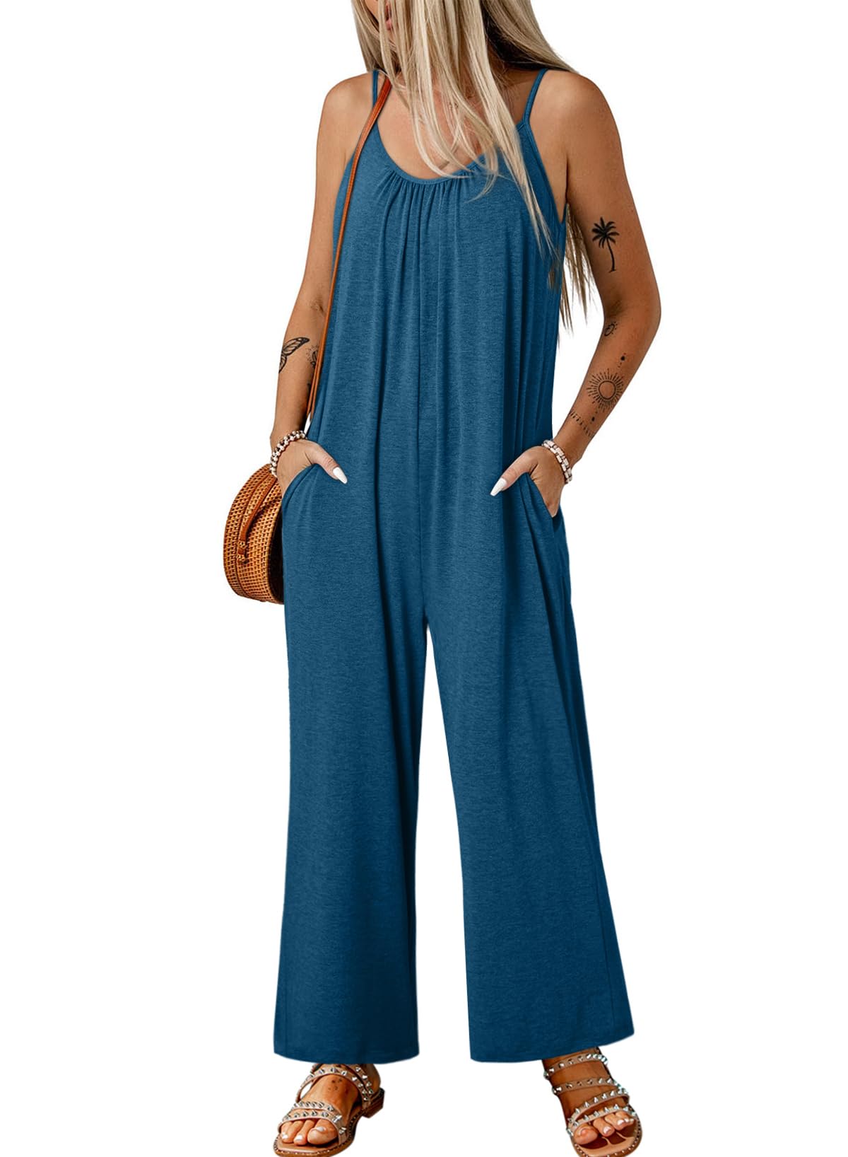 Macacão Happy Sailed Boho Para Mulheres Plus Size Azul 3 4gg